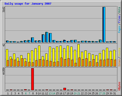 Daily usage for January 2007