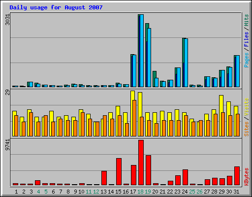 Daily usage for August 2007