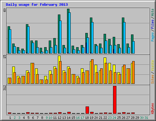 Daily usage for February 2013