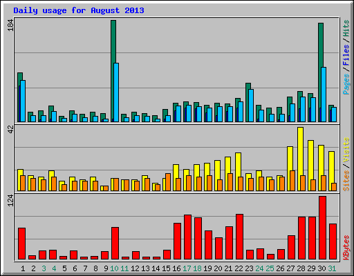 Daily usage for August 2013