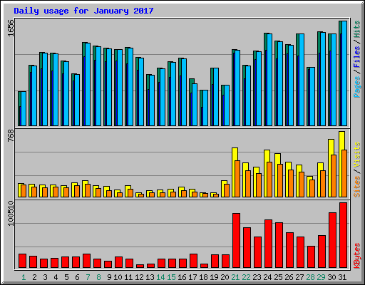 Daily usage for January 2017