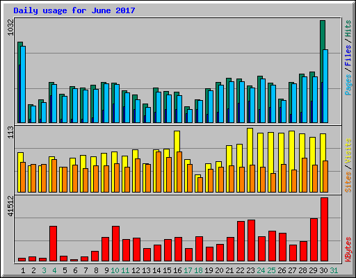 Daily usage for June 2017