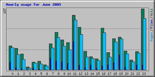 Hourly usage for June 2005