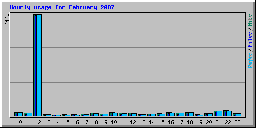 Hourly usage for February 2007