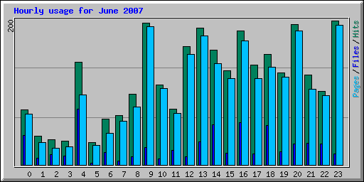 Hourly usage for June 2007