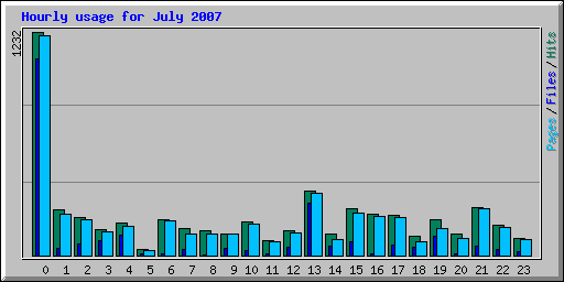 Hourly usage for July 2007