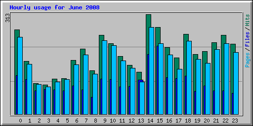 Hourly usage for June 2008