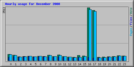 Hourly usage for December 2008