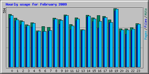 Hourly usage for February 2009