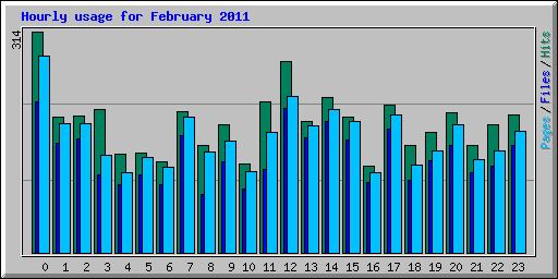 Hourly usage for February 2011