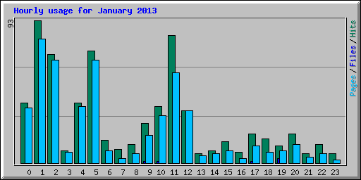 Hourly usage for January 2013