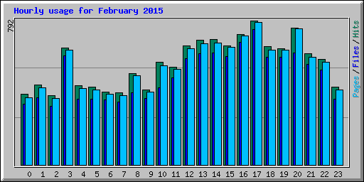 Hourly usage for February 2015