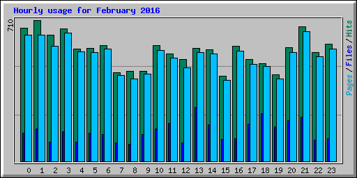 Hourly usage for February 2016
