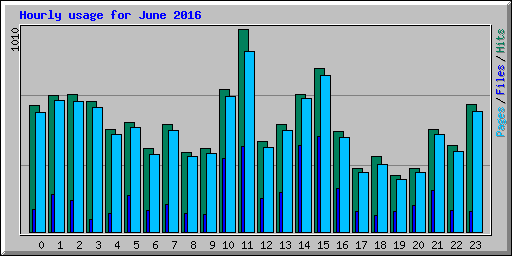 Hourly usage for June 2016